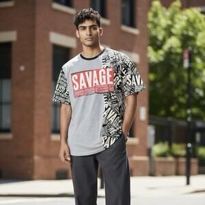 OG Hustle Graphic T-Shirt Men’s M Multicolor Short Sleeve Raised Letters